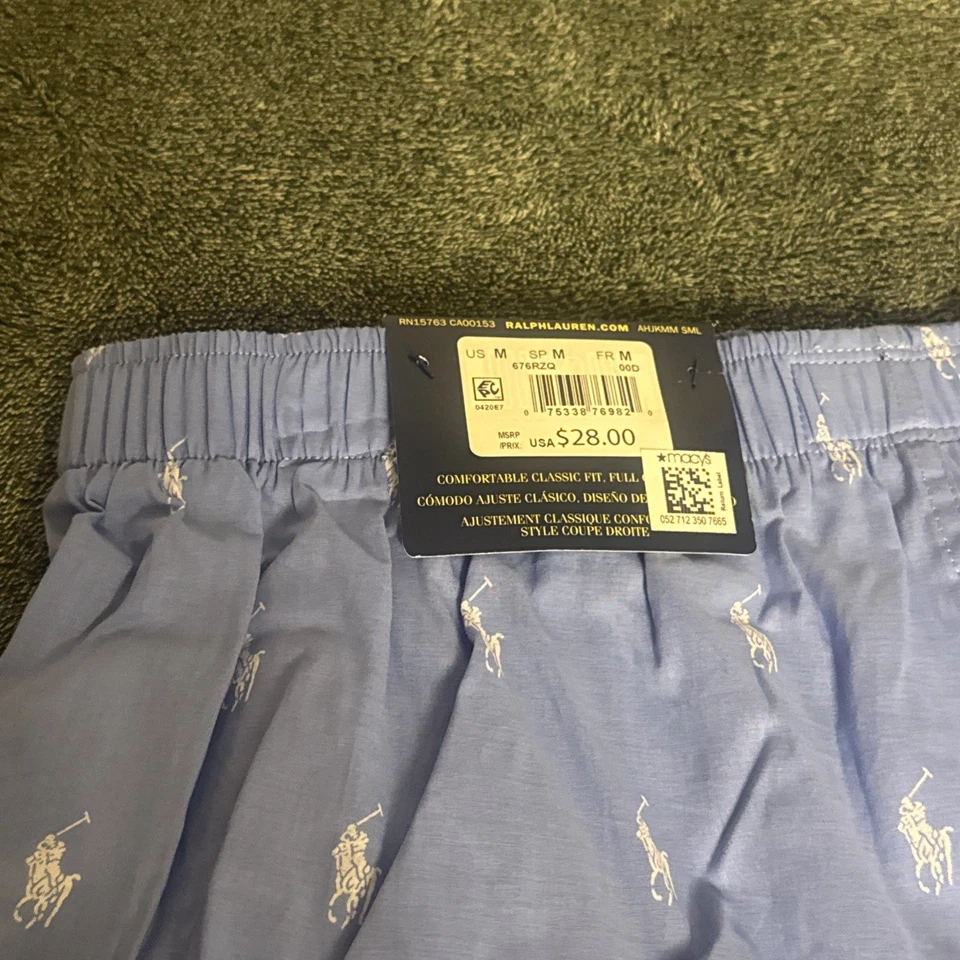 (2) Polo Ralph Lauren Para Hombre Allover Pony Tejido Boxers (Par) Azul y Cuadros Foto 4 de 4