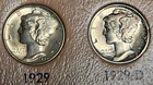 1929 P Philadelphia 1929 D Denver 1929 S San Francisco Mercury Dimes Silver 10C