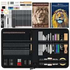 112 PCS Professional Drawing Set – Sketch Kit with Graphite & Charcoal Pencil...
