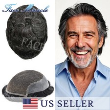 Mens Hairpiece French Lace Toupee for Men Human Hair Replacement System Thin PU
