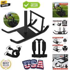 GDFISH Large Weight Sled, Adjustable Height Handle Push Sleds, Workout Fitnes...