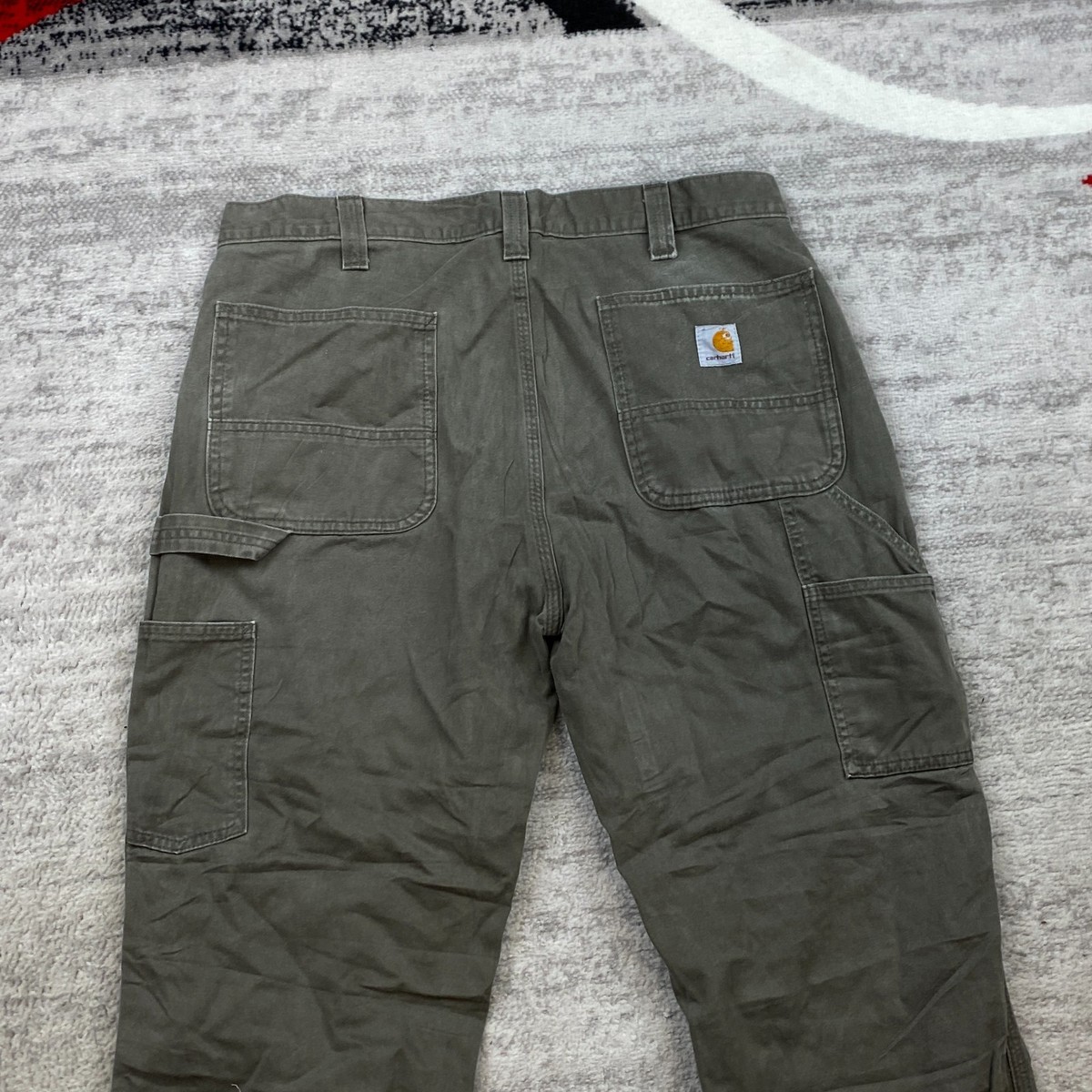 Vintage Carhartt B324 Twill Carpenter Pants 36 Green Y2K Workwear