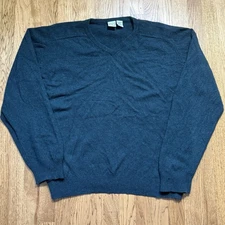 Field Gear 100% Cashmere Sweater Men’s XL Green Pullover V-neck Japan