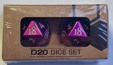 Ultra Pro - D20 Heavy Metal Dice Set of two (2) - Grenadine Pink Metal Finish