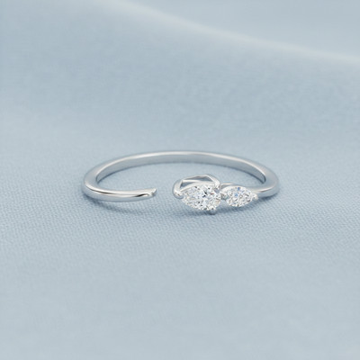 HRD Certified 0.17 Ct Natural Diamond Stackable Engagement Ring 18k White Gold