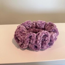 Extra large soft hair scrunchie made from soft velvety yarn- lalac purple