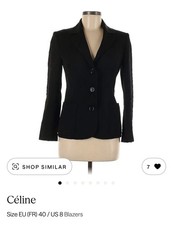 Autentyczna- Celine Paris Czarna marynarka damska Rozmiar 40 Made in France