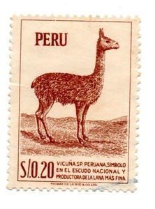 Peru 1952, Vicuña, symbol in the coat of arms, very fine wool, accept offers 2