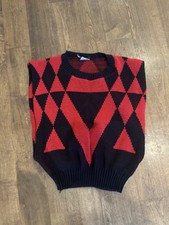Vintage JOLIE New York Sweater Vest Retro Red Black Womens XS/S