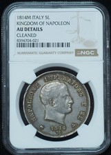 1814-M 5 Lire Kingdom of Italy Napoleon - AU Details NGC
