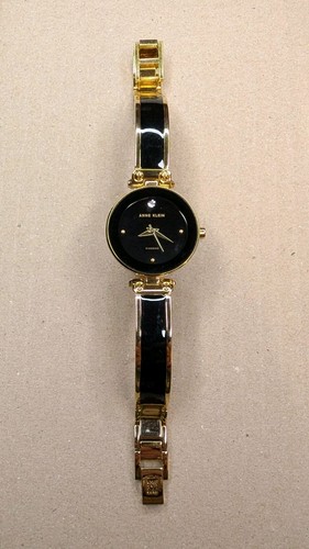 Anne Klein AK/1980BKGB Bangle Watch for Women Used Good Condition Gold/Black