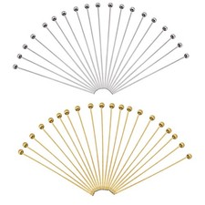 TOAOB 200pcs Ball Head Pins for Jewelry Making Brass 50mm, Gold/Silver