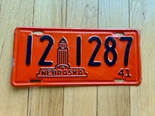 1941 Nebraska License Plate - Nice Original Paint