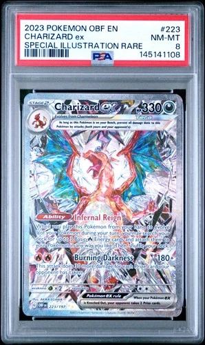 PSA 8 NM-MT Charizard ex 2023 Obsidian Flames 223/197 SIR Pokemon Card