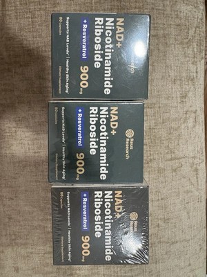 3 pack Reus Research NAD+ 900mg Anti-Aging Nicotinamide Riboside Exp 12/26