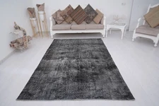 Antique Turkish Vintage Wool Rug 5x8, Organic Carpet, Muted Oushak Area Rug,993