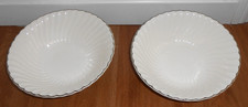 2 - UNMARKED WHITE SWIRL BOWLS WITH PLATIUM EDGE - 8 3'4"