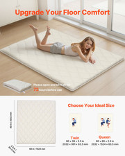Japanese Tatami Mat, Queen Size Foldable Japanese Tatami Mattress, White