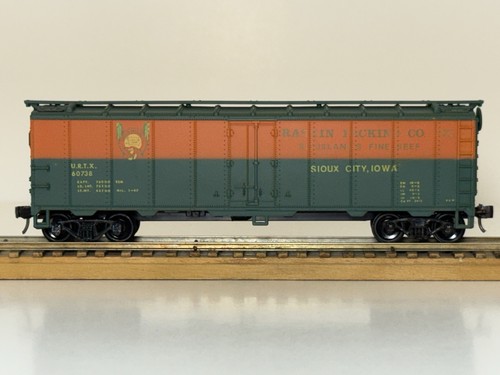 Reefer escala HO, Raskin Packing Co. Inc. verde/naranja 40’ #URTX-60738, Kadee | Zustand: Used