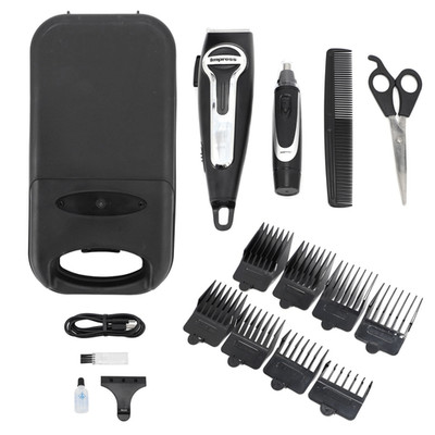 Impress 18-Pce Rechargeable Hair Clipper and Nose Trimmer, Charge Cable Included