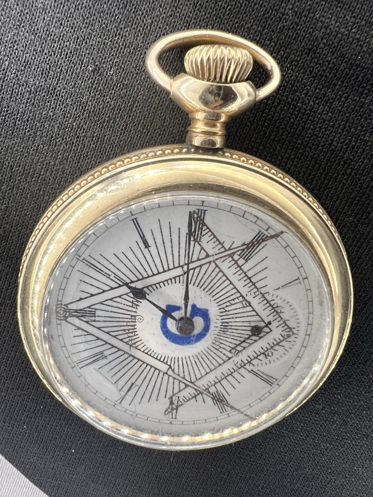 Elgin Freemason Dial Vintage 1918 Gold Filled Case Pocket Watch 16s 7 Jewel