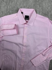 David Donahue Men’s Dress Shirt Pink White 17.5 36/37 French Cuff Formal