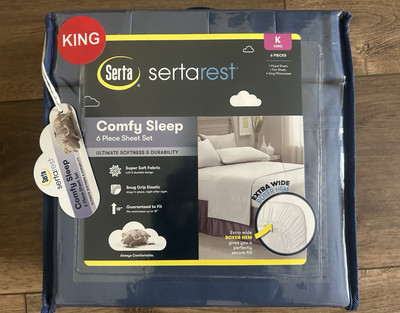 Serta Rest Comfy Sleep 6 Piece King Sheet Set . Extra Wide Boxer Hem