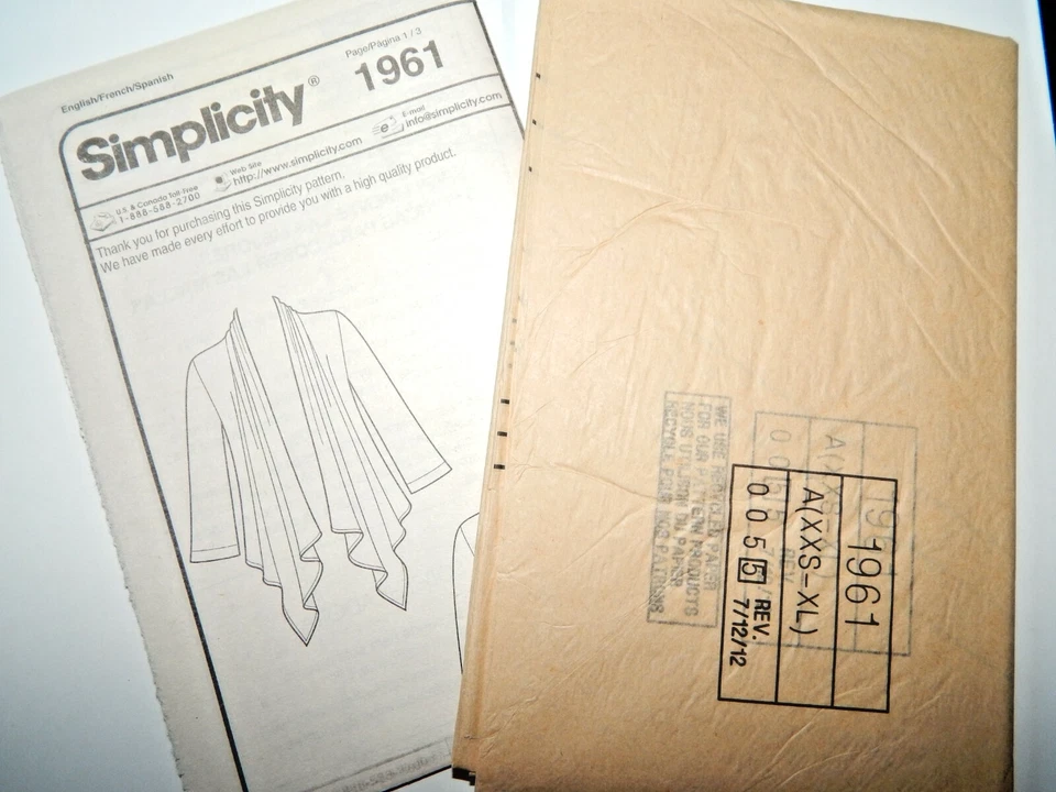 Simplicity A1961 1961 Cardigan Cover Up Top Sewing Pattern Ladies  XXS - XL UC - Image 3 of 4