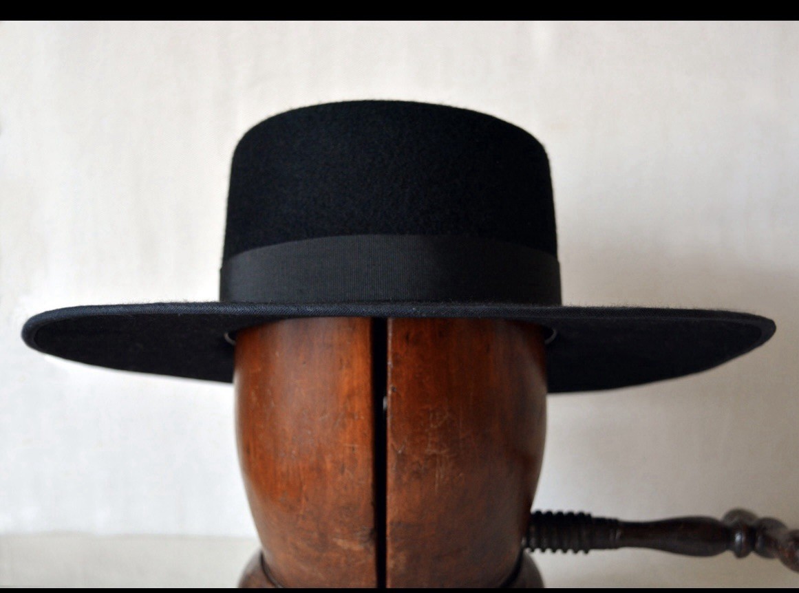 Sombrero bolero occidental negro | Corona de jugador de fieltro de lana | Ala ancha unisex