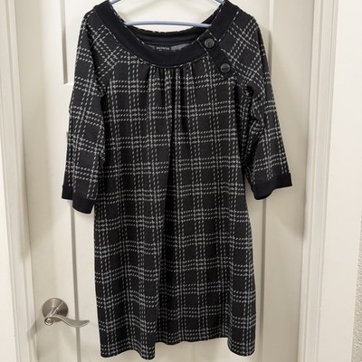 En Focus Women Black Plaid Dark Academia Mod Retro  3/4 Sleeve Mini Dress 16