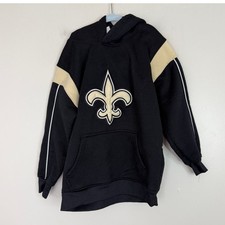 NFL Team Apparel Hoodie Youth M 8 New Orleans Saints Black Gold Fleur De Lis