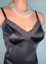 Vtg Shiny Silky Nylon Full Slip Nightgown Vanity Fair Boudoir 38 40