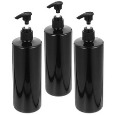 Reusable 3Pcs Black Pet Soap Dispenser Bottles with Pump for Bathroom