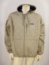 PATAGONIA Men's Diamond Quilted Bomber Hoody Jacket Shale FLAWS Size XL