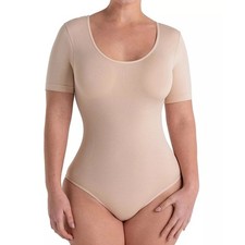 SHAPERMINT Essentials NIP 60 Short Sleeve Bodysuit BEIGE Size M