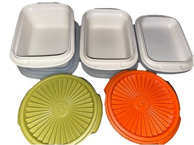 Lot Of Vintage Tupperware Containers With Lids 10 Pieces Total Made In USA 60 s