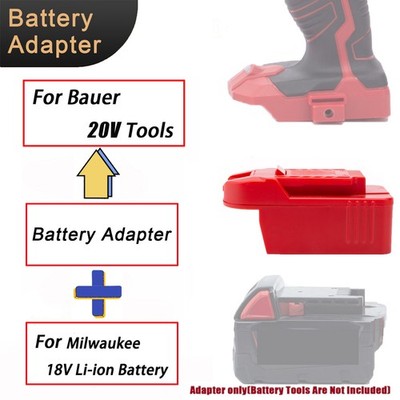 Adapter For Milwaukee 18V Li-Ion Battery to fits Bauer 20V Power Tools-ABS