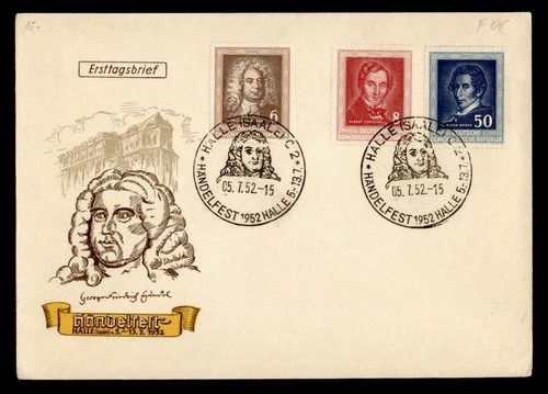 DR WHO 1952 GERMANY DDR FDC PORTRAIT COMBO R42054