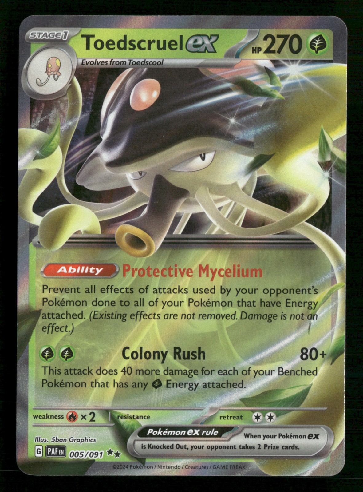 Toedscruel ex - 005/091 - Double Rare - Paldean Fates - Pokemon Card - NM/M