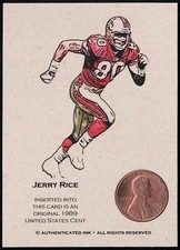 Jerry Rice - Original 1989 Lincoln Cent Football Coin Card - San Francisco 49ers Jerry Rice - Original 1989 Lincoln Cent Football Coin Card - San Francisco 49ers