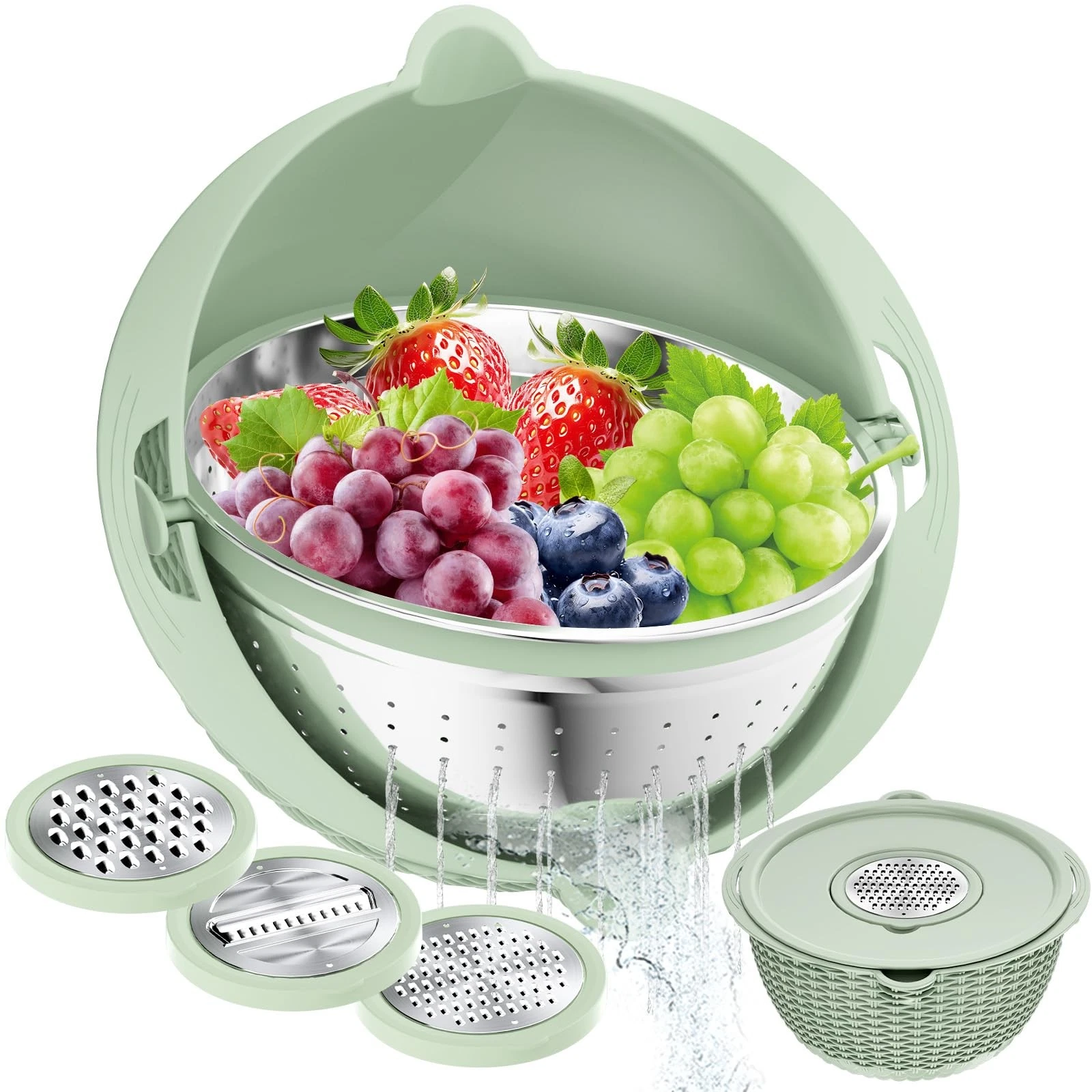 4 in 1 Colander with Bowl Set, Food Strainers and Colanders, Colander for Kit...