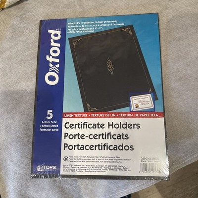 5-Pack Esselte Oxford Certificate Holders - Burgundy w Gold Accent - Letter Size