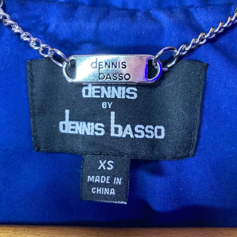 Dennis Basso Raincoat XS Blue White Stripe Lined Hooded Jacket Womens - Image 4 of 4