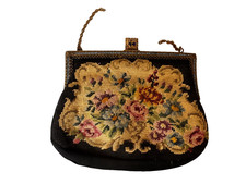 Vintage Petit Point Floral Purse/Bag with Orn...