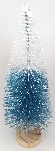 Vintage Blue & White Bottle Brush Christmas Tree With Wood Base New Arrival