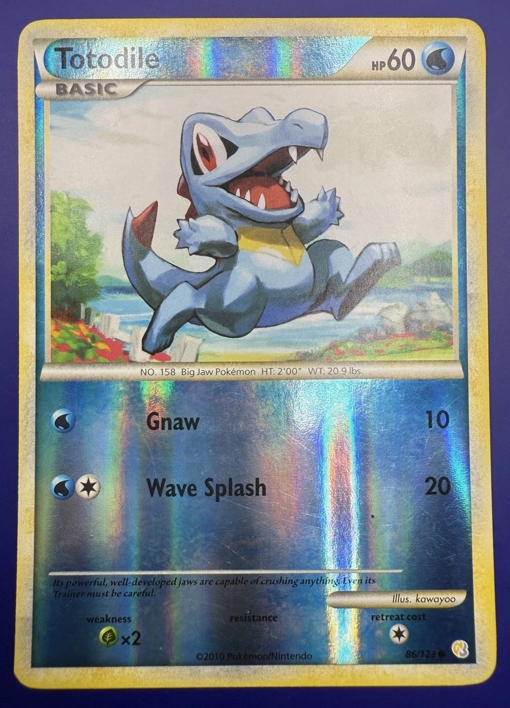 ⭐️ Totodile ⭐️ 86/123 Heartgold & Soulsilver Reverse Holo Pokémon Card LP 2010