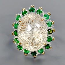 Jewelry ring 34 ct Natural Citrine Ring 925 Sterling Silver Size 7 /R428236