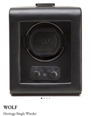 WOLF 270002 Heritage Collection Single Watch Winder with Cover - Black - Premium