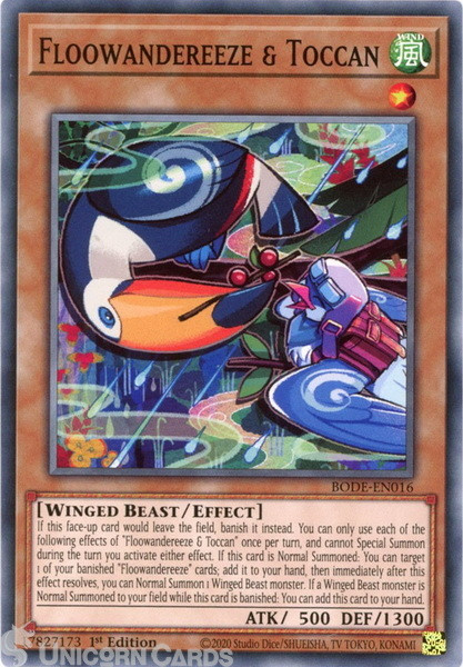 BODE-EN016 Floowandereeze & Toccan : Common : 1st Edition Mint YuGiOh Card