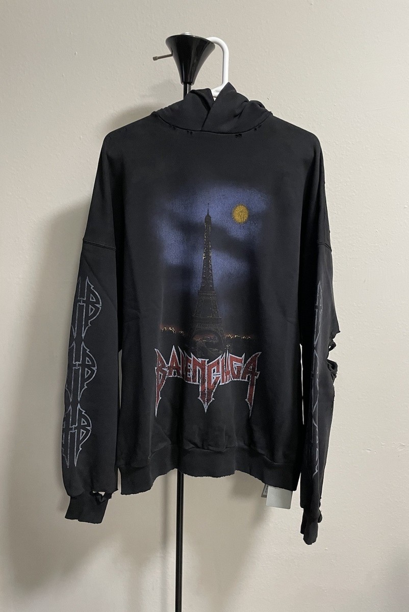 Balenciaga Paris Moon Hoodie Large Fit Size 1 - AUTHENTIC 744462